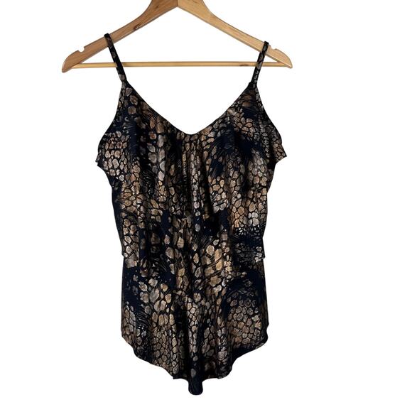 Magicsuit NWT Rita Tankini Top Gold Rush Size 12 Tiered Ruffle V-Neck Adjustable - Picture 2 of 11
